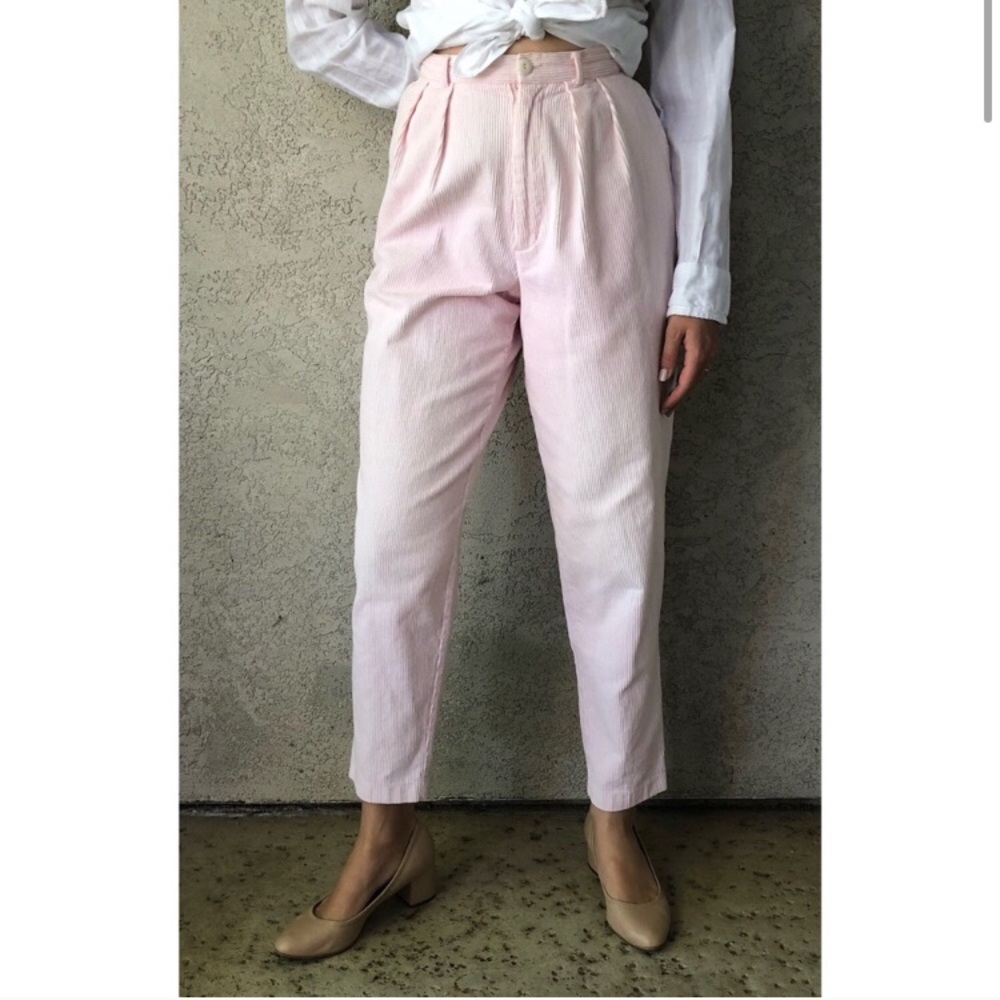VINTAGE corduroy High waisted pleated front pants